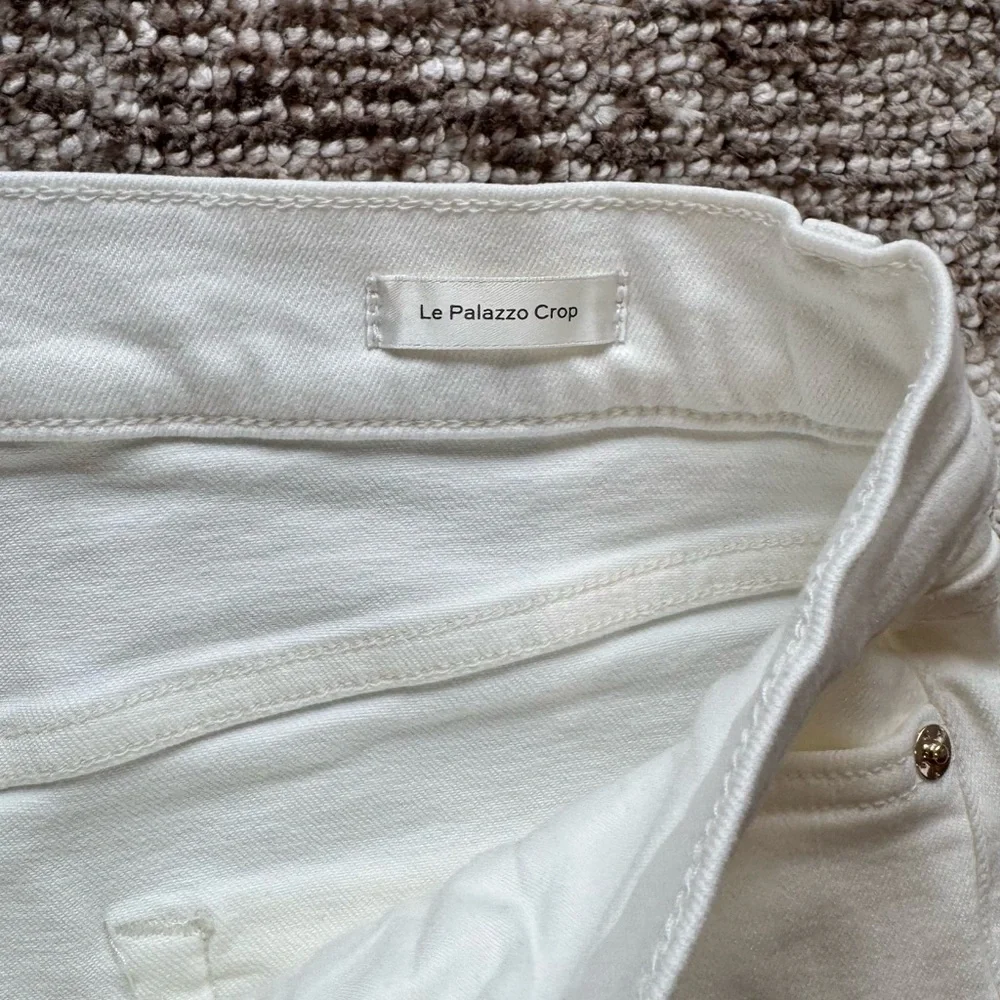 Frame Le Palazzo Crop Wide Leg White Denim Jean - Picture 5 of 10
